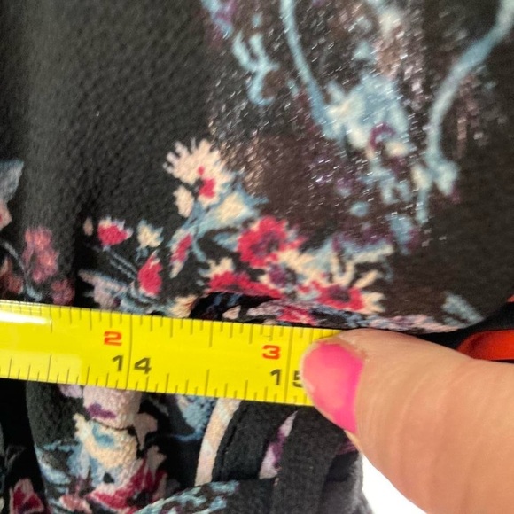 Blue floral romper maxi dress with tie waist and bell sleeves S Mi a mi - Picture 7 of 7